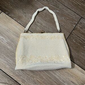 Elegant Cream Beaded Handbag